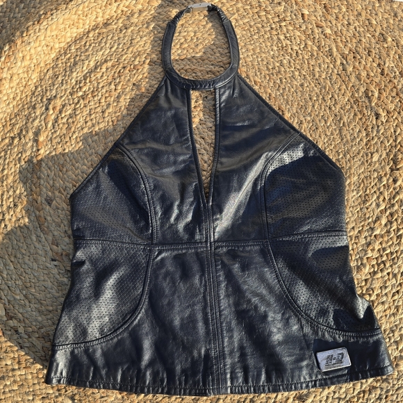 Harley-Davidson Tops - Vintage y2k Harley Davidson leather bustier halter top